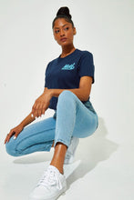 Load image into Gallery viewer, Retro Cropped Tee Navy Blue